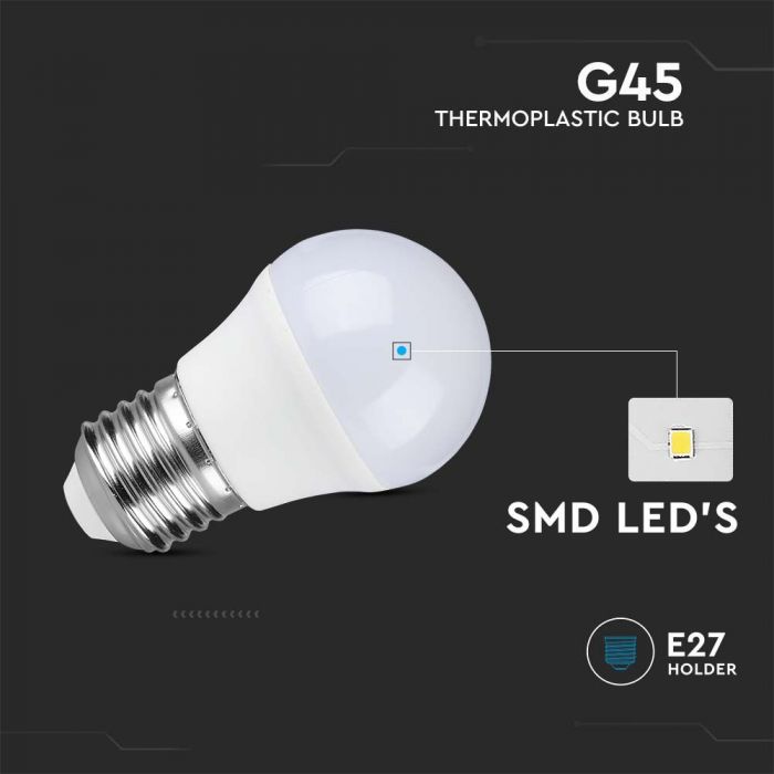 E27 3,7W (320Lm) LED-lampa, G45, V-TAC SAMSUNG, IP20, neutralvit 4000K