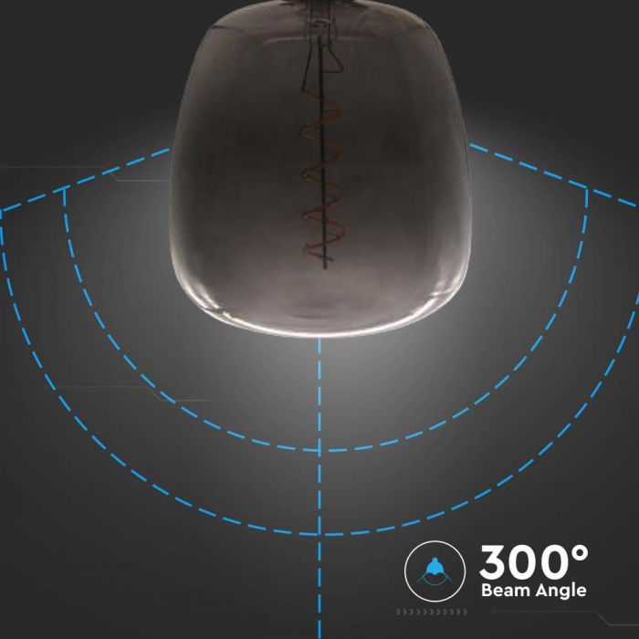 E27 4W LED dekorativ glödlampa, V-TAC, IP20, 140x200mm, svart, glas