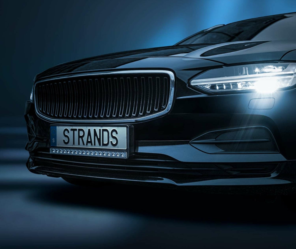Derīgs TA_9-36V 7800Lm STRANDS(Zviedrija) LED numurzīmes rāmis ar iestrādātu LED bāru, kas spīd līdz 800m, premium kvalitāte, garantija 3 gadi, auksti balta gaisma 5000K