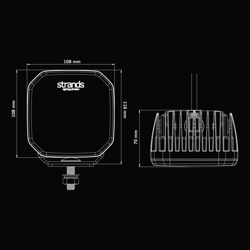 10-48V 78W 7200Lm STRANDS(Sweden) FOR9T work lamp without heating, warranty 3 years, cold white 6500K