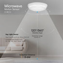 8W/16W/20W(1100–2700Lm) LED kupolveida gaismeklis ar avārijas funkciju un mikroviļņu sensoru, V-TAC VT-8633, SMD CREE, 135Lm/W, IP54, IK08, balts, Ø320x100mm, 110°, 3 gadu garantija, CCT 3in1