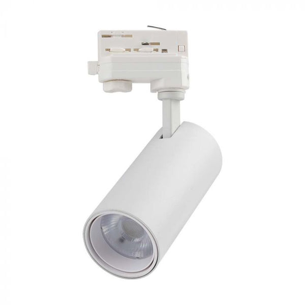 Трековый светодиодный COB светильник 30W(2900Lm), белый отражатель, белая задняя крышка, V-TAC, IP20, 3IN1