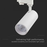30W(2900Lm) LED COB sliežu gaismeklis, balts atstarotājs,balts mugurējais vāks, V-TAC, IP20, 3IN1(2700/4000/6000K)