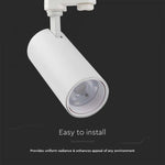 30W(2900Lm) LED COB sliežu gaismeklis, balts atstarotājs,balts mugurējais vāks, V-TAC, IP20, 3IN1(2700/4000/6000K)