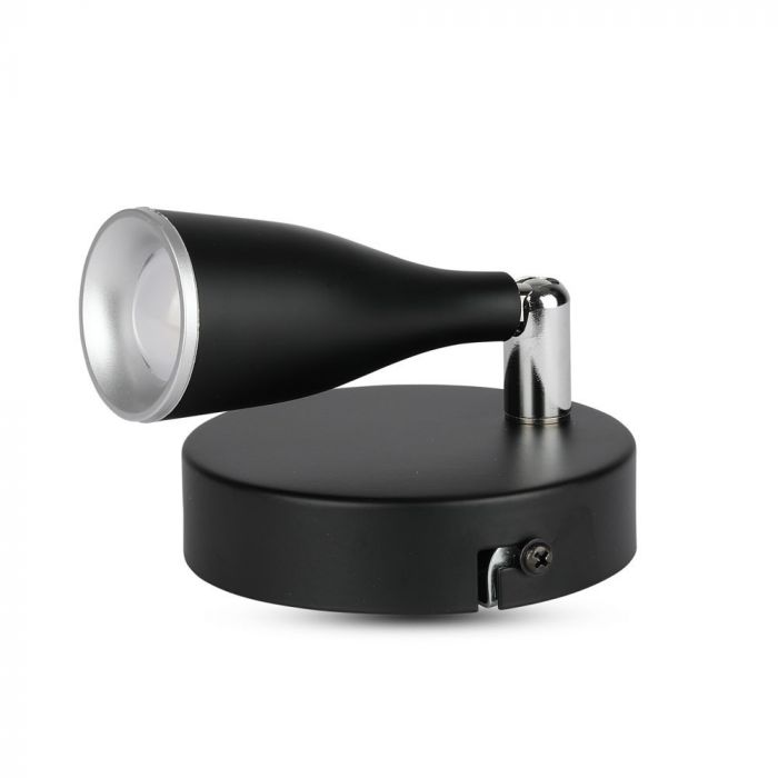 4.5W(420Lm) LED Sienas gaismeklis, V-TAC, IP20, melna, silti balta gaisma 3000K