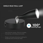 4.5W(420Lm) LED Wall lamp, V-TAC, IP20, black, warm white light 3000K