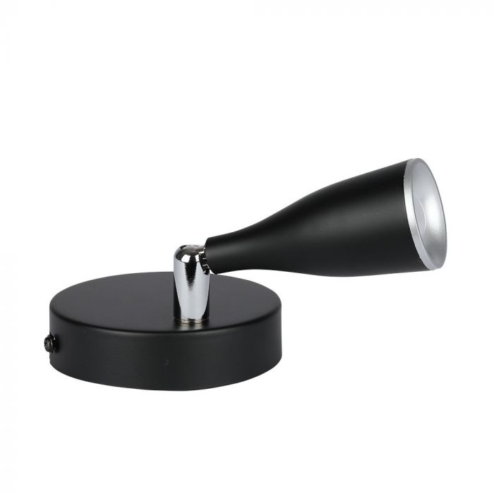 4.5W(420Lm) LED Sienas gaismeklis, V-TAC, IP20, melna, silti balta gaisma 3000K