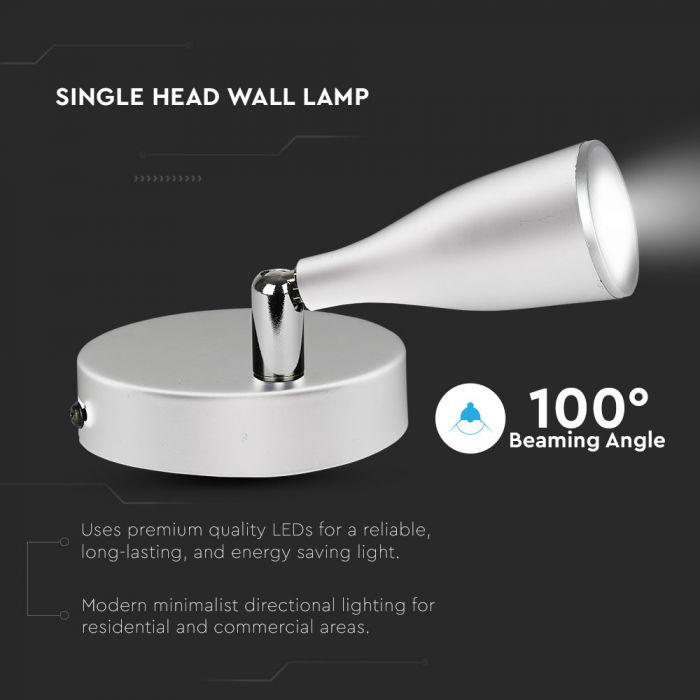 4.5W(420Lm) LED Wall lamp, V-TAC, IP20, white, neutral white light 4000K