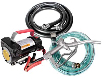 12V Dīzeļdegvielas uzpildes sūknis 40 l/min, 150 W jauda, spiediens 3 bar, iesūkšanas augstums 10 m, collu vītņu pieslēgumi, komplektēta sērija