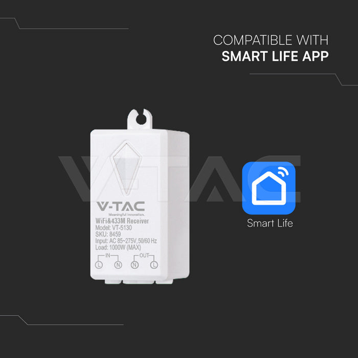 Viedais uztvērējs ar Wifi, saderīgs ar V-TAC Smart Light lietotni, Google home un Amazon Alexa (sader ar SKU: 8460,8461,8462)