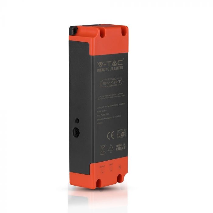 16A 2.4Ghz SMART temperature, humidity sensor, ALEXA and GOOGLE HOME compatible, V-TAC, IP20