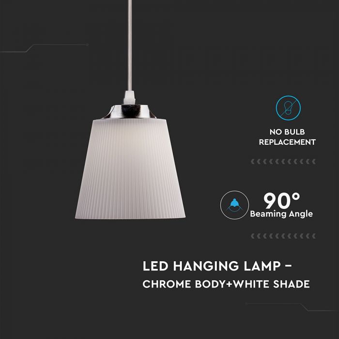 7W(360Lm) LED chandelier, chrome, with white dome, V-TAC, Ø150x151x1241mm, neutral white light 4000K