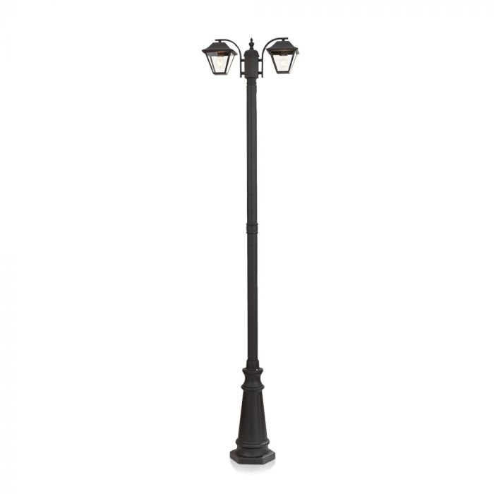 V-TAC dārza laterna ar 2xE27 LED spuldzēm (spuldzes nav iekļautas), melna, IP44