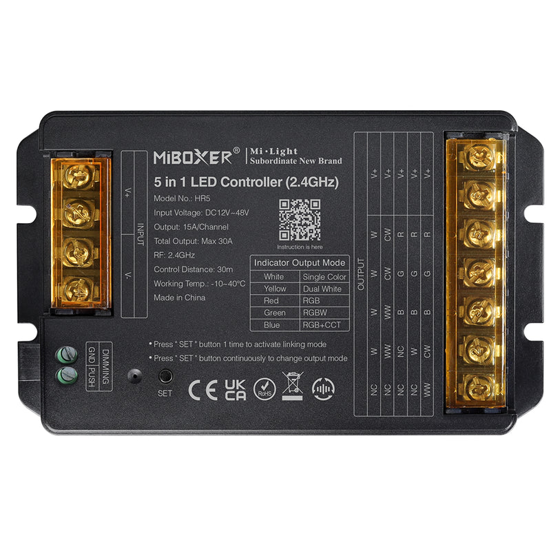 HR5 5 IN 1LED kontrolieris (2,4 GHz) Izeja Max 30A DC 12-48V