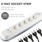 3m pikendusjuhe, 5 pistikupesa, IP20 16A 250V 3680W, 2 USB, V-TAC