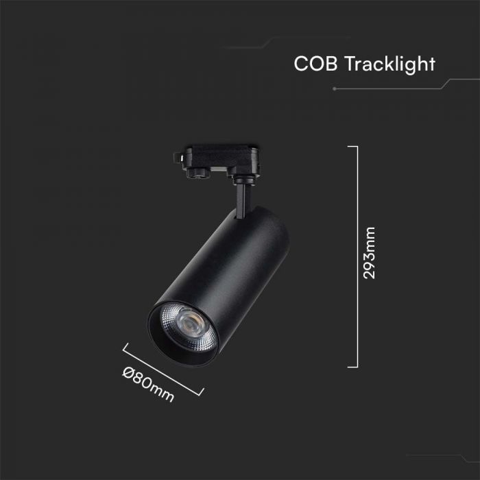 Светодиодный трековый светильник 40W(3150Lm), V-TAC, IP20, гарантия 2 года, черный с черным отражателем 3IN1(2700/4000/6000K)