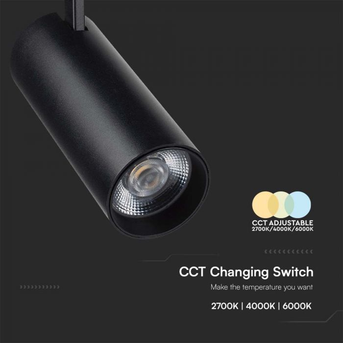 40W(3150Lm) LED raidvalgusti, V-TAC, IP20, 2 aastat garantiid, must, musta reflektoriga 3IN1(2700/4000/6000K)