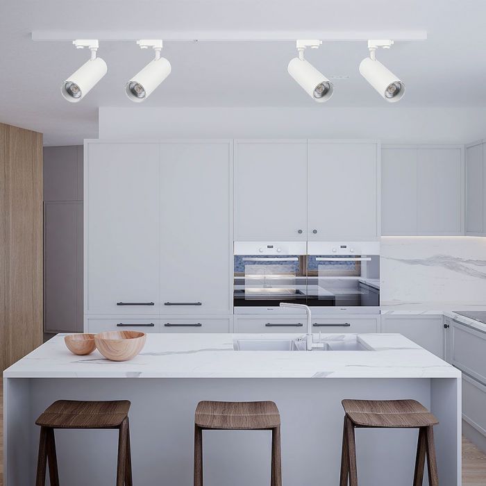 Светодиодный трековый светильник 40W(3150Lm), V-TAC, IP20, гарантия 2 года, белый с белым отражателем, 3IN1(2700/4000/6000K)