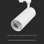 Светодиодный трековый светильник 40W(3150Lm), V-TAC, IP20, гарантия 2 года, белый с белым отражателем, 3IN1(2700/4000/6000K)