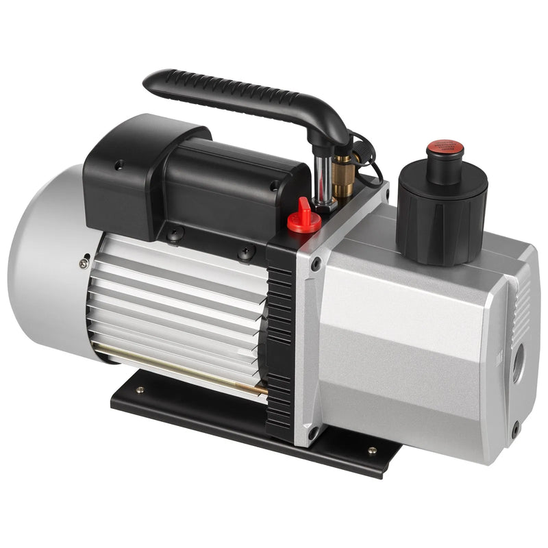 VEVOR profesionāls divpakāpju rotācijas lāpstiņu vakuumsūknis, gaisa plūsma 483 l/min, gala vakuums 15 mikroni, jauda 0,56 kW (3/4 HP)