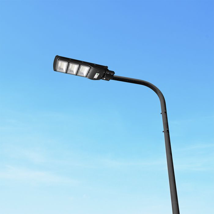 12W (1200Lm) LED päikesepaneelide tänavavalgustus, V-TAC, IP65, must, jaheda valge valgus 6000K