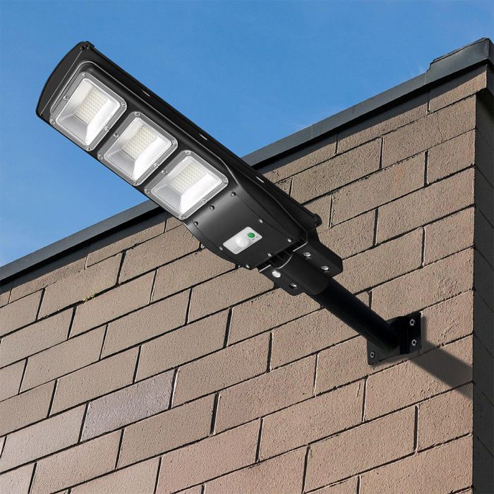 12W (1200Lm) LED päikesepaneelide tänavavalgustus, V-TAC, IP65, must, jaheda valge valgus 6000K