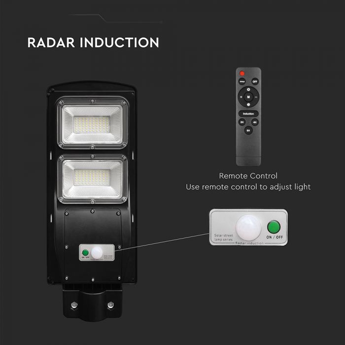 8W (1000Lm) LED päikesepaneelide tänavavalgusti, V-TAC, IP65, must, jaheda valge valgus 6000K