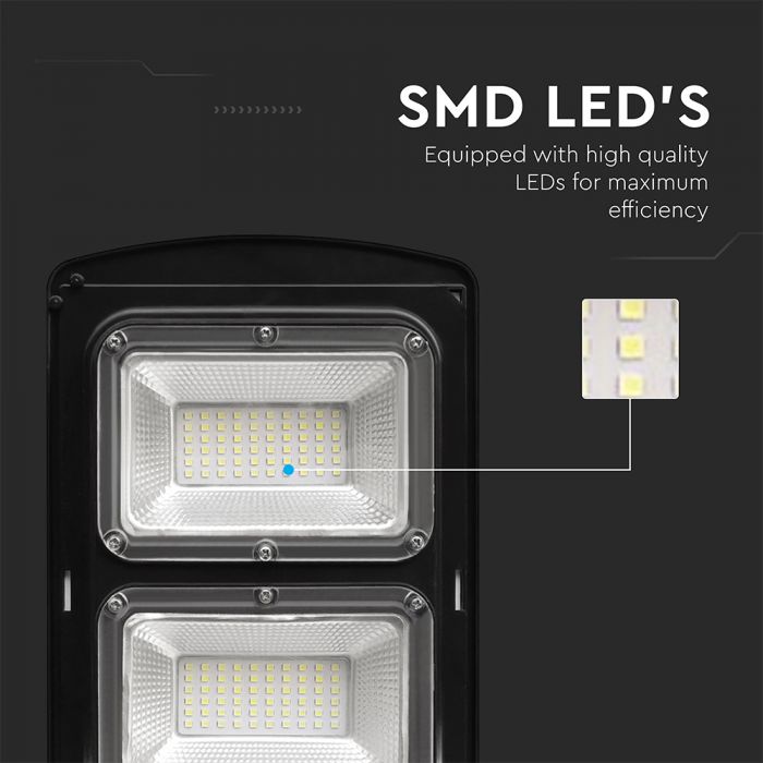 8W (1000Lm) LED päikesepaneelide tänavavalgusti, V-TAC, IP65, must, jaheda valge valgus 6000K