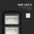 8W (1000Lm) LED päikesepaneelide tänavavalgusti, V-TAC, IP65, must, jaheda valge valgus 6000K