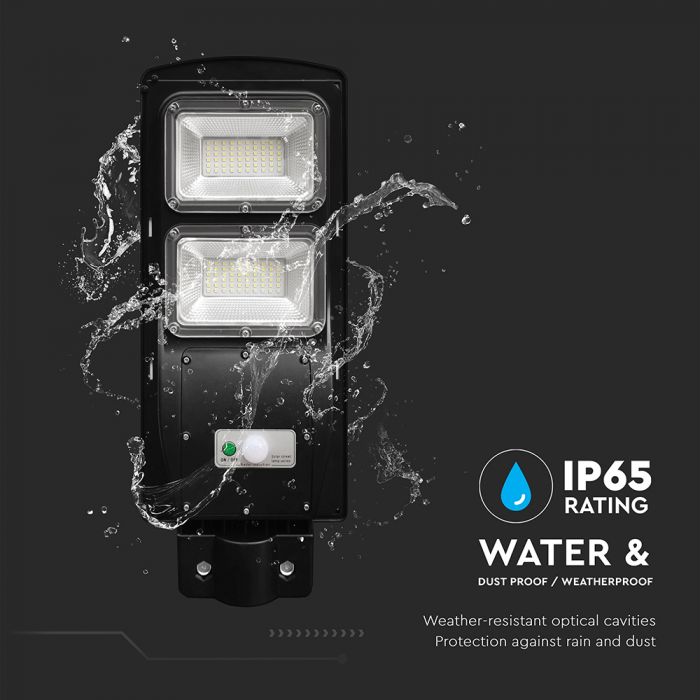 8W (1000Lm) LED päikesepaneelide tänavavalgusti, V-TAC, IP65, must, jaheda valge valgus 6000K