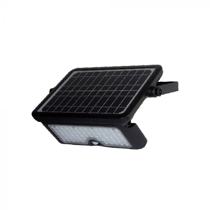 10W(1100Lm) LED-strålkastare med solcellsbatteri, svart, V-TAC, svart hölje, neutralvitt ljus 4000K
