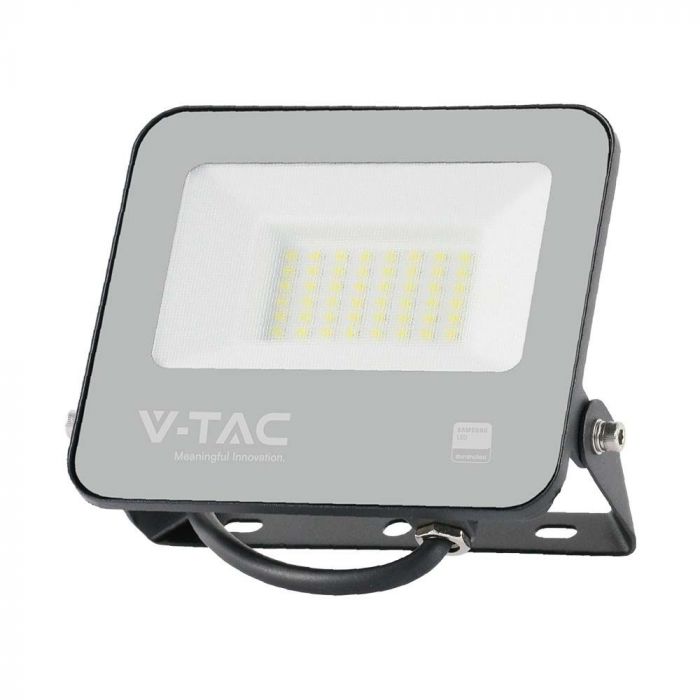30W(5550Lm) LED-strålkastare, V-TAC, IP65, svart hölje och grått glas, 2 års garanti, 6500K kallvitt ljus