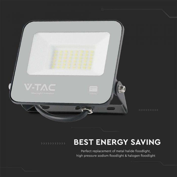 30W(5550Lm) LED Spotlight, V-TAC, IP65, black body and gray glass, warranty 2 years, cold white light 6500K