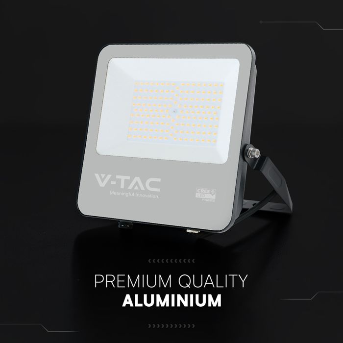 100W(18500Lm) LED prožektors, V-TAC VT-44105, CREE SMD, 185Lm/W, IP65, IK05, melns, 256x42x229mm, 1m kabelis, 115°, 6 gadu garantija, neitrāli balta gaisma 4000K