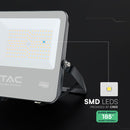 100W(18500Lm) LED prožektors, V-TAC VT-44105, CREE SMD, 185Lm/W, IP65, IK05, melns, 256x42x229mm, 1m kabelis, 115°, 6 gadu garantija, neitrāli balta gaisma 4000K