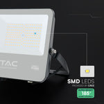 100W(18500Lm) LED prožektors, V-TAC VT-44105, CREE SMD, 185Lm/W, IP65, IK05, melns, 256x42x229mm, 1m kabelis, 115°, 6 gadu garantija, neitrāli balta gaisma 4000K