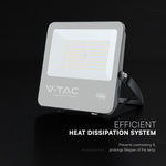 100W(18500Lm) LED prožektors, V-TAC VT-44105, CREE SMD, 185Lm/W, IP65, IK05, melns, 256x42x229mm, 1m kabelis, 115°, 6 gadu garantija, neitrāli balta gaisma 4000K