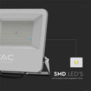 100W (18500Lm) LED-valgusti ilma liikumisandurita, V-TAC, IP65, must korpus ja hall klaas, neutraalne valge valgus 4000K