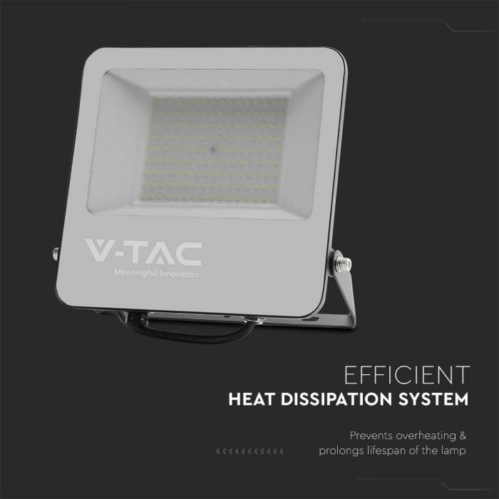 100W (18500Lm) LED-valgusti ilma liikumisandurita, V-TAC, IP65, must korpus ja hall klaas, neutraalne valge valgus 4000K