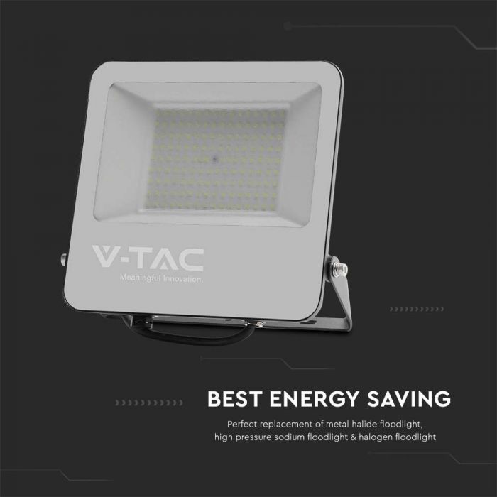 100W (18500Lm) LED-valgusti ilma liikumisandurita, V-TAC, IP65, must korpus ja hall klaas, neutraalne valge valgus 4000K