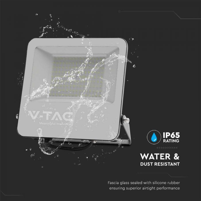 100W(18500Lm) LED-strålkastare utan rörelsesensor, V-TAC, IP65, grå, kallvitt ljus 6500K