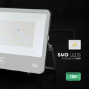 200W(37000Lm) LED prožektors, V-TAC VT-44205, CREE SMD, 185Lm/W, IP65, IK05, melns, 406x47x333mm, 1m kabelis, 115°, 6 gadu garantija, neitrāli balta gaisma 4000K