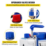 VEVOR gaisa kondicionēšanas vakuuma sūknis 533 l/min (9 CFM), 746 W (1 ZS), eļļas tilpums 370 ml, paredzēts aukstuma aģentu sistēmu vakuumēšanai un degazācijai