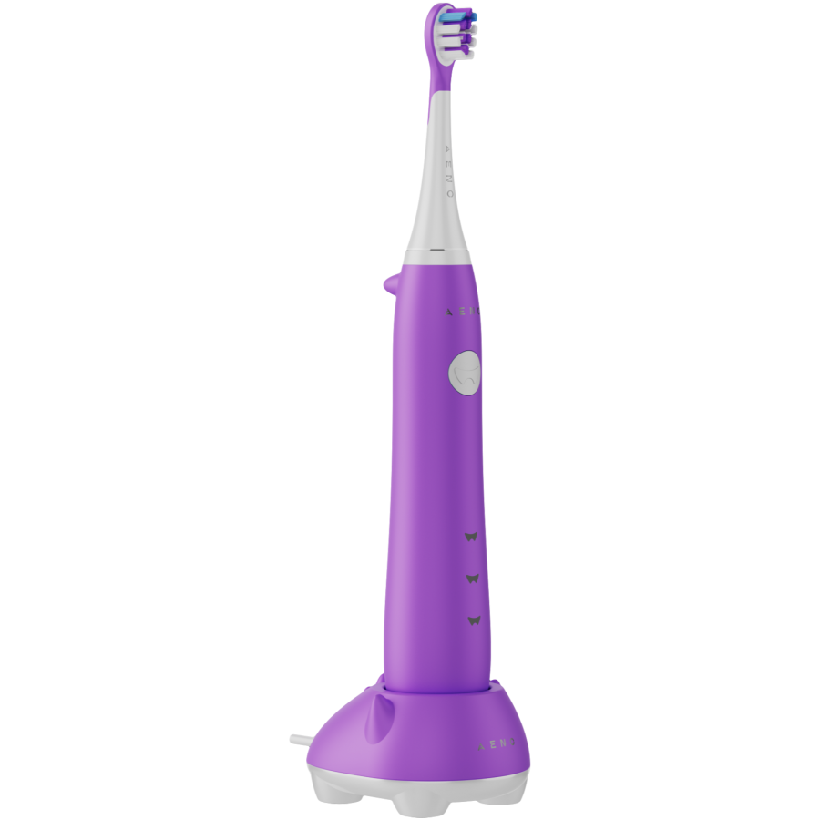 AENO bērnu elektriskā zobu birste DB9, violeta, 19 200 apgr./min, 3 režīmi, spiediena sensors, bezvadu uzlāde, 3 uzgaļi, IPX7