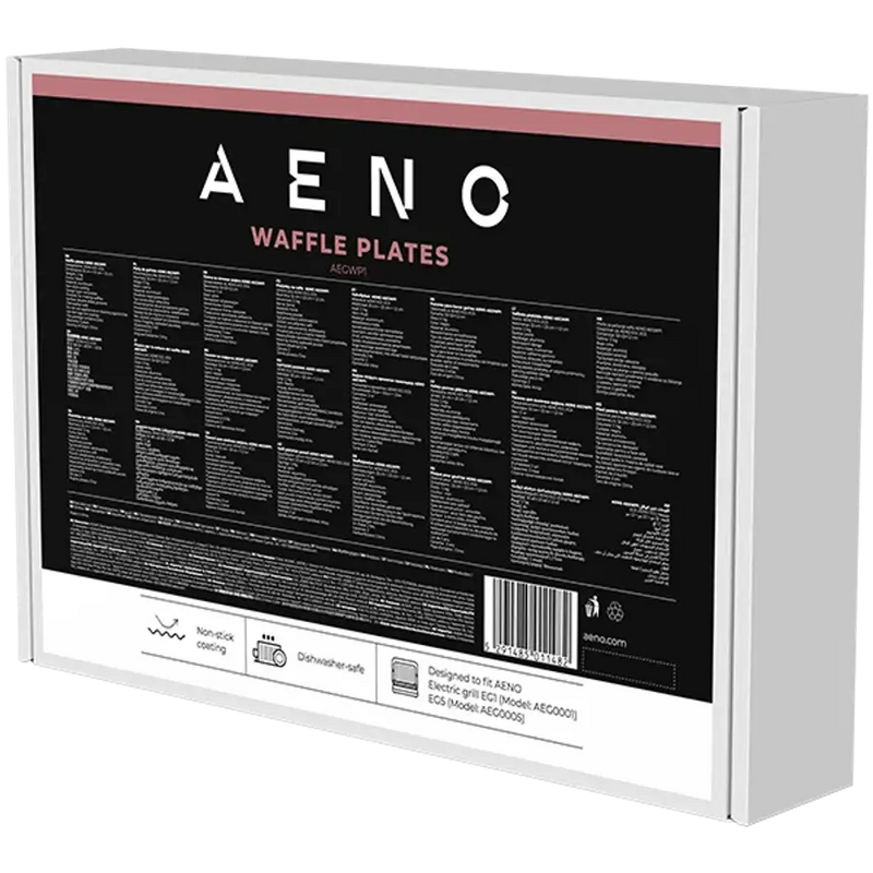 AENO vafeļu plākšņu komplekts AEG0001/AEG0005 elektriskajam grilam, nepiedegošs pārklājums, 290 × 234 mm, 2 gab.