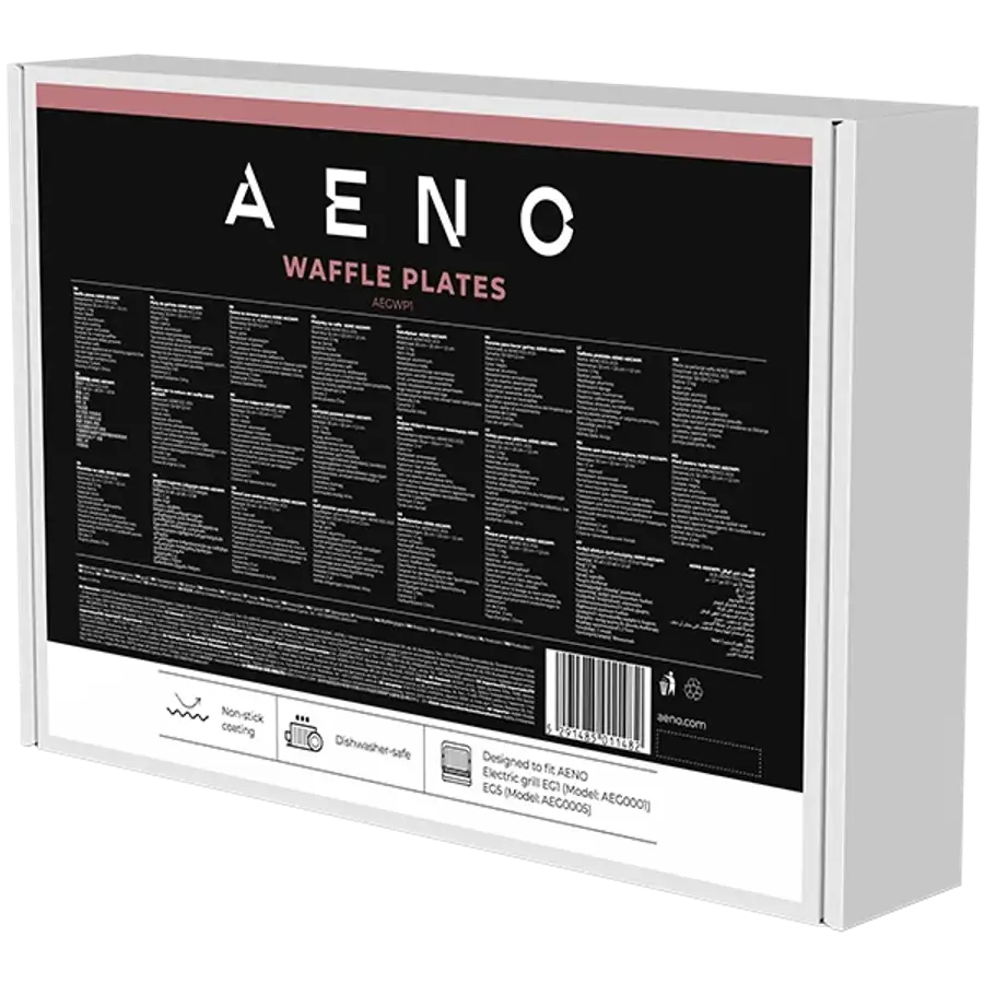 AENO vafeļu plākšņu komplekts AEG0001/AEG0005 elektriskajam grilam, nepiedegošs pārklājums, 290 × 234 mm, 2 gab.