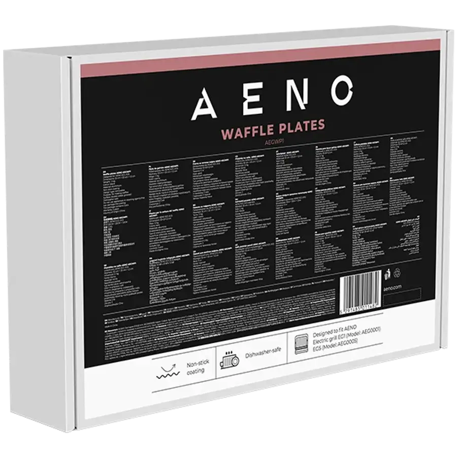 AENO vafeļu plākšņu komplekts AEG0001/AEG0005 elektriskajam grilam, nepiedegošs pārklājums, 290 × 234 mm, 2 gab.