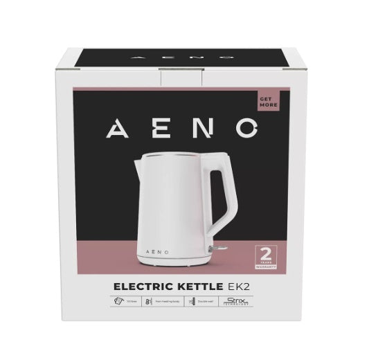 AENO Elektriskā tējkanna EK2: 1850-2200W, 1.5L, Strix, Dubultās sienas, Neuzsildāms korpuss, Automātiskā izslēgšanās, Sausas tvertnes aizsardzība