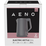 AENO elektriskā tējkanna EK4, 1,5 L, 1850–2200 W, ar STRIX termoregulatoru, dubultsienu konstrukcija, auksts korpuss, automātiska izslēgšanās, aizsardzība pret darbību bez ūdens
