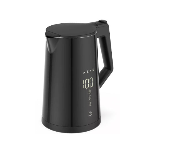 AENO Elektriskā tējkanna EK7S Smart: 1850-2200W, 1.7L, Strix, divkāršās sienas, temperatūras kontrole, siltuma saglabāšanas funkcija, vadība caur Wi-Fi, LED displejs, nedegoša virsma, automātiska izslēgšanās, aizsardzība pret sausu tvertni.